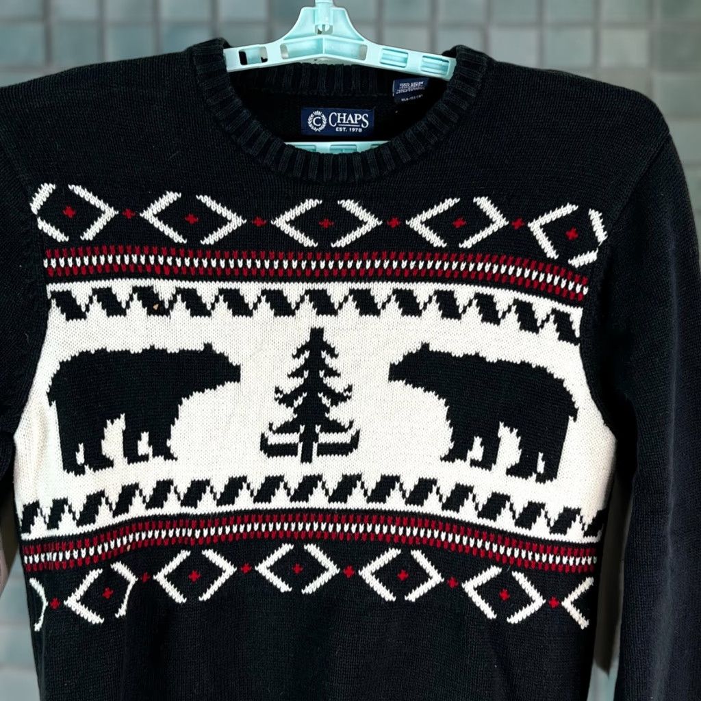 Chaps Chaps Men's Grey Geometric Bears Long Sleeve Sweater Crew Neck Casual Size M Size US M / EU 48-50 / 2 - 1 Thumbnail