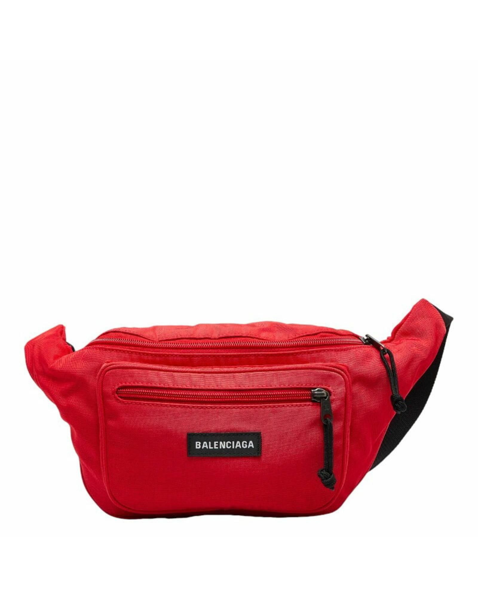 image of Balenciaga Red Nylon Fanny Pack With Zipper Closure, Men's