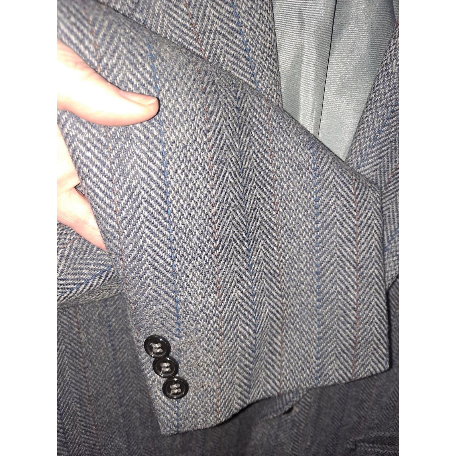 John Weitz John Weitz Signature Collection Gray Herringbone Tweed Blaze Size 40R - 5 Thumbnail