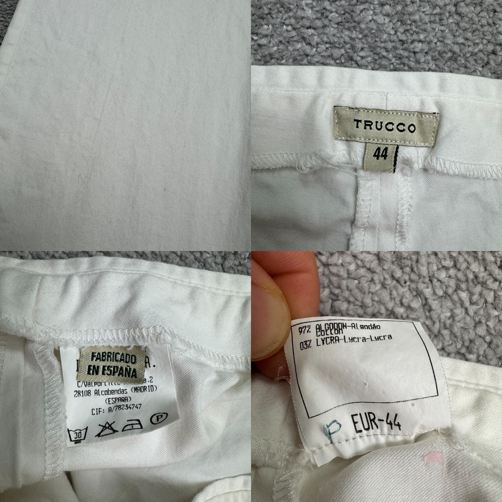 Vintage Trucco White Cotton Straight Cropped Ankle Pants Womens 12/44 High Rise Casual Slim Fit Size 34" / US 12 / IT 48 - 8 Thumbnail