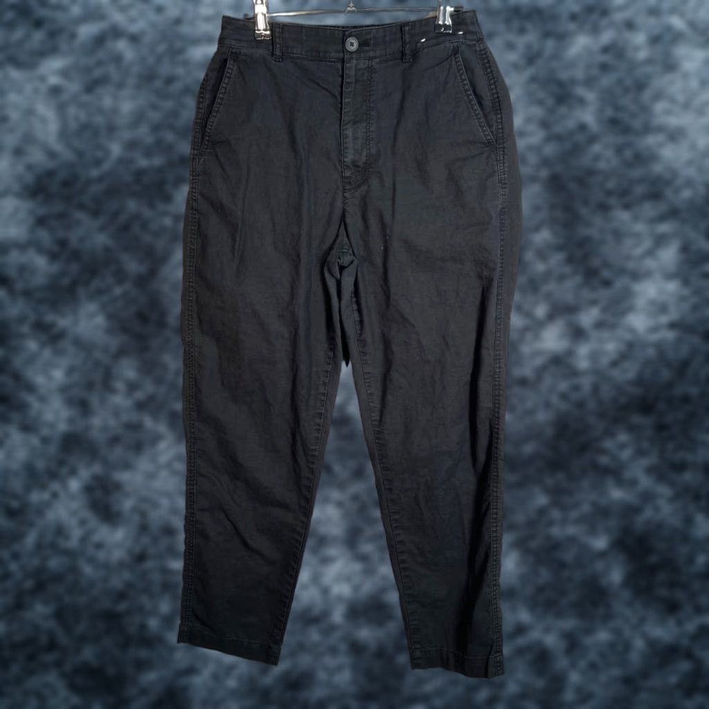 Uniqlo UNIQLO Black Womens Size 26-27 Linen-Blend Tapered Pants Drawstring Size 28" / US 6 / IT 42 - 1 Thumbnail