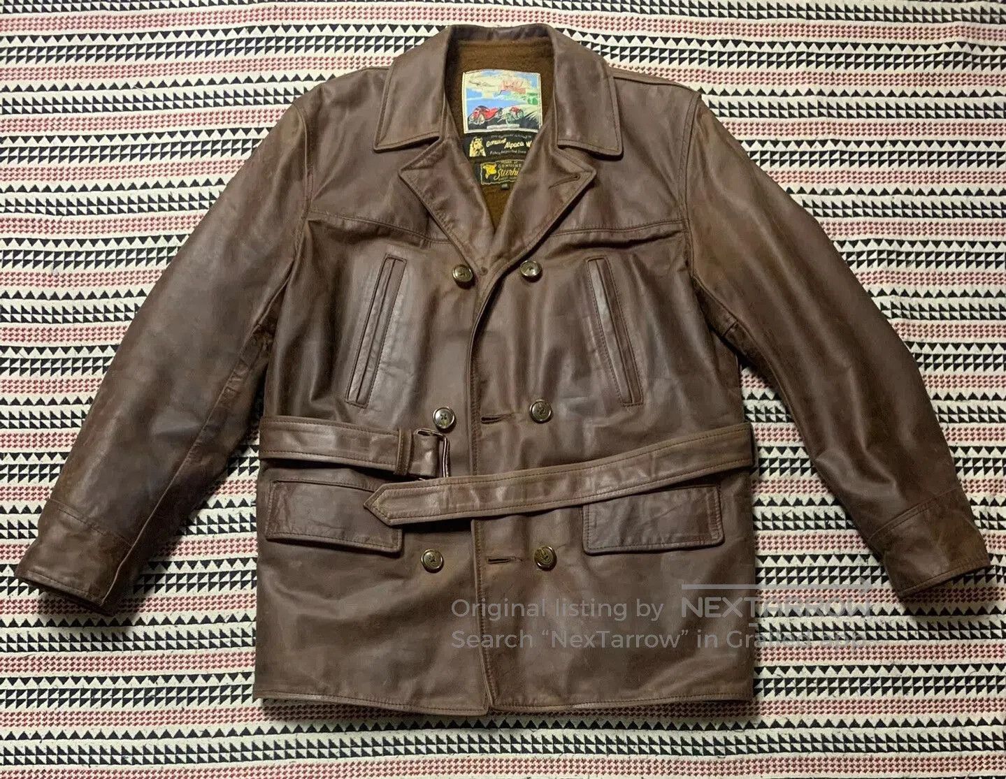 Aero Leathers brown leather AERO coat with belt. Size US M / EU 48-50 / 2 - 2 Thumbnail
