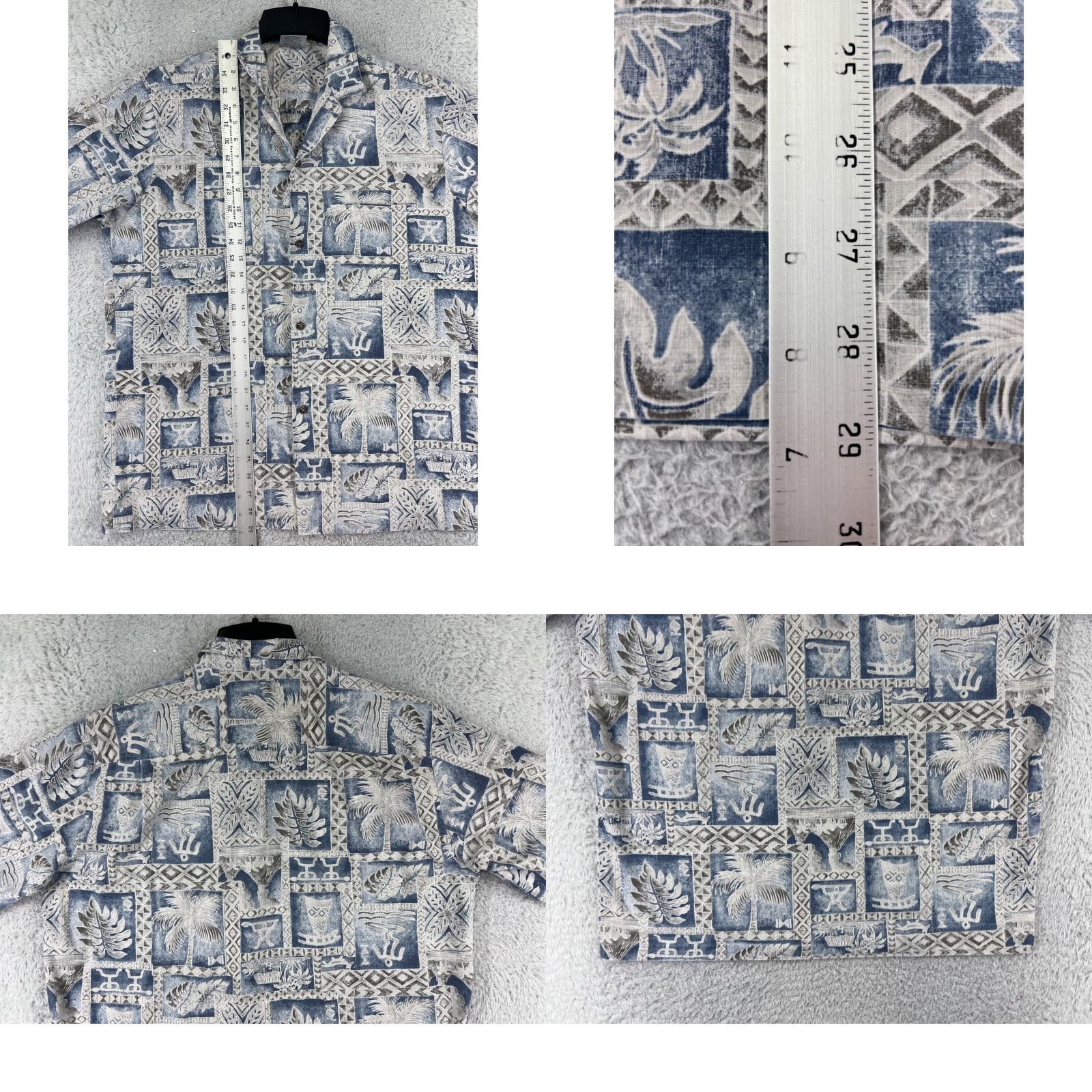Vintage VINTAGE Royal Creations Shirt Mens Large Blue Hawaiian Tile Pattern Polyester Blend Size US L / EU 52-54 / 3 - 9 Thumbnail