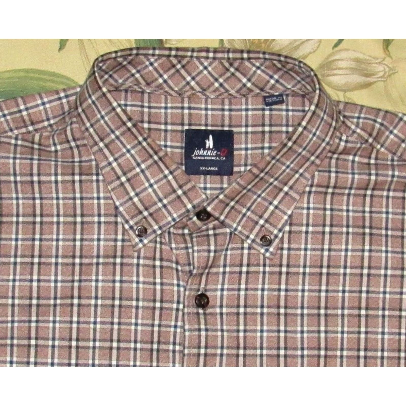 johnnie-O JOHNNIE O Blue Brown Plaid Long Sleeve Button Down Shirt XXL Men Size US XXL / EU 58 / 5 - 2 Thumbnail