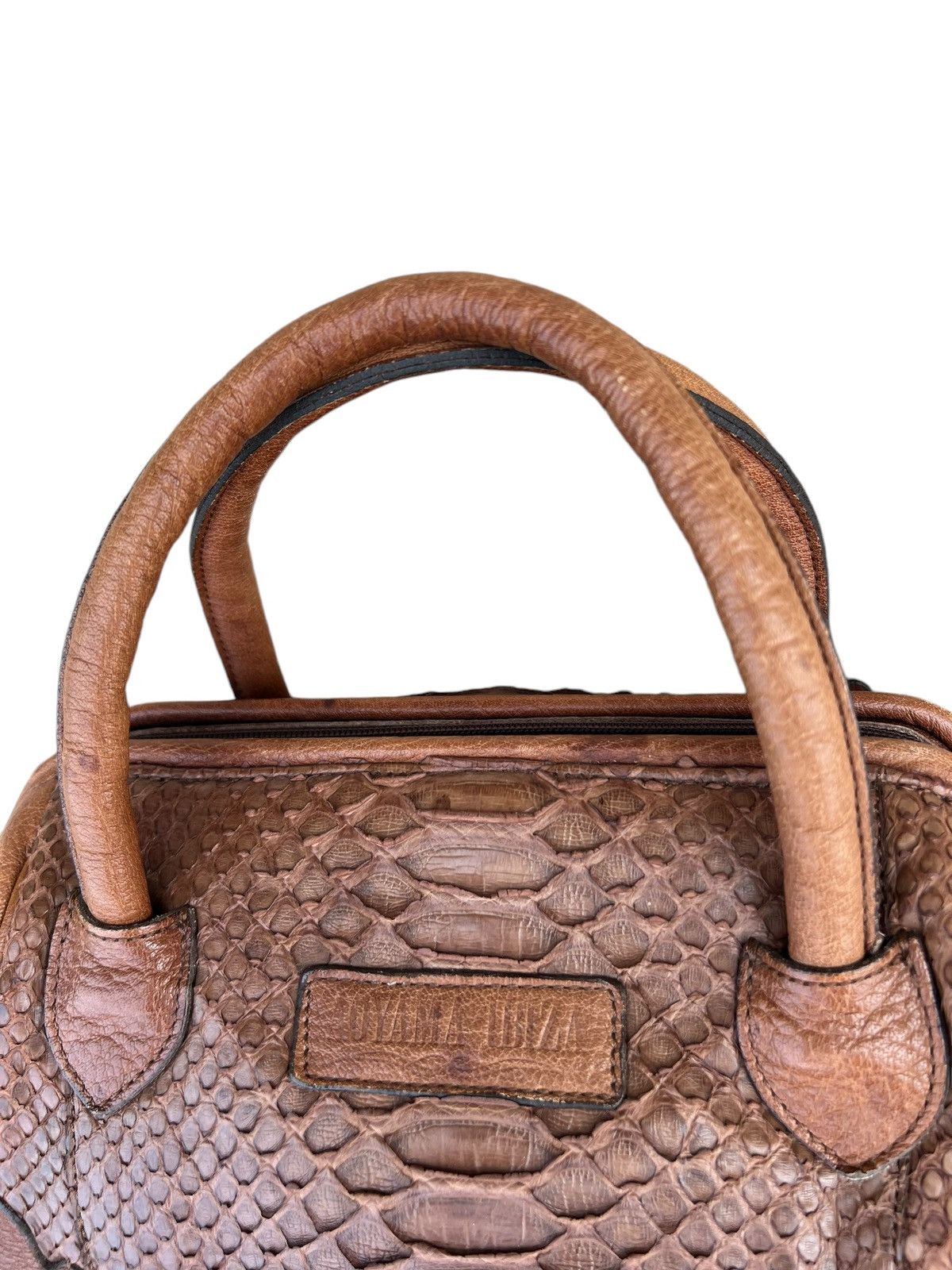 Leather Vintage Ibiza Japan Patina Python Snake Leather Doctor Bag Size ONE SIZE - 8 Thumbnail