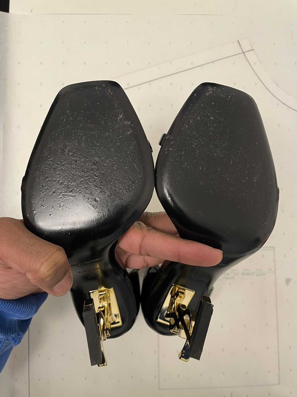 Yves Saint Laurent YSL Pumps- Vernice Chiffon/Oro Antico Size US 6 / IT 36 - 9 Thumbnail