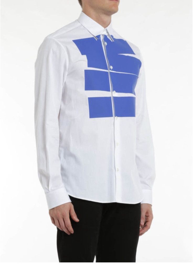 Alexander McQueen Alexander McQueen Blue Stripe Tux Shirt Sz 52 New With Tags Size US L / EU 52-54 / 3 - 7 Thumbnail
