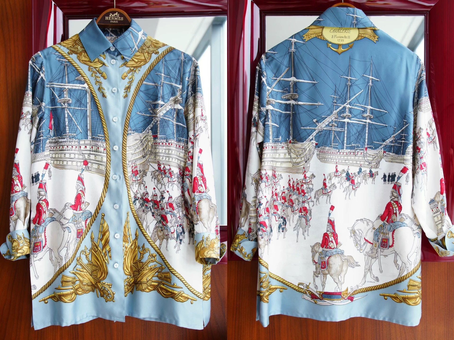 Hermes HERMES Vintage Marine et Cavalerie Silk O/S Shirt Size XS / US 0-2 / IT 36-38 - 2 Thumbnail