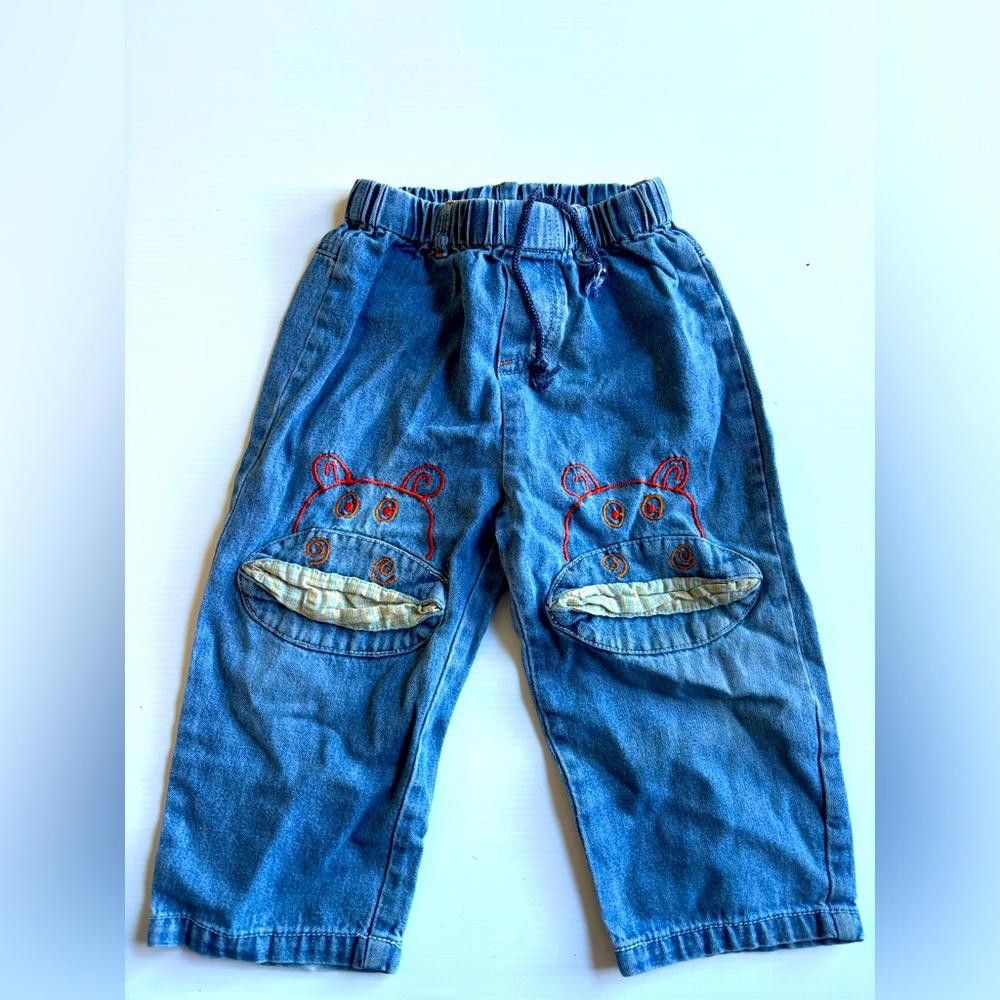 Designer Vintage Hippo Embroidered Jeans Size US 26 / EU 42 - 1 Thumbnail
