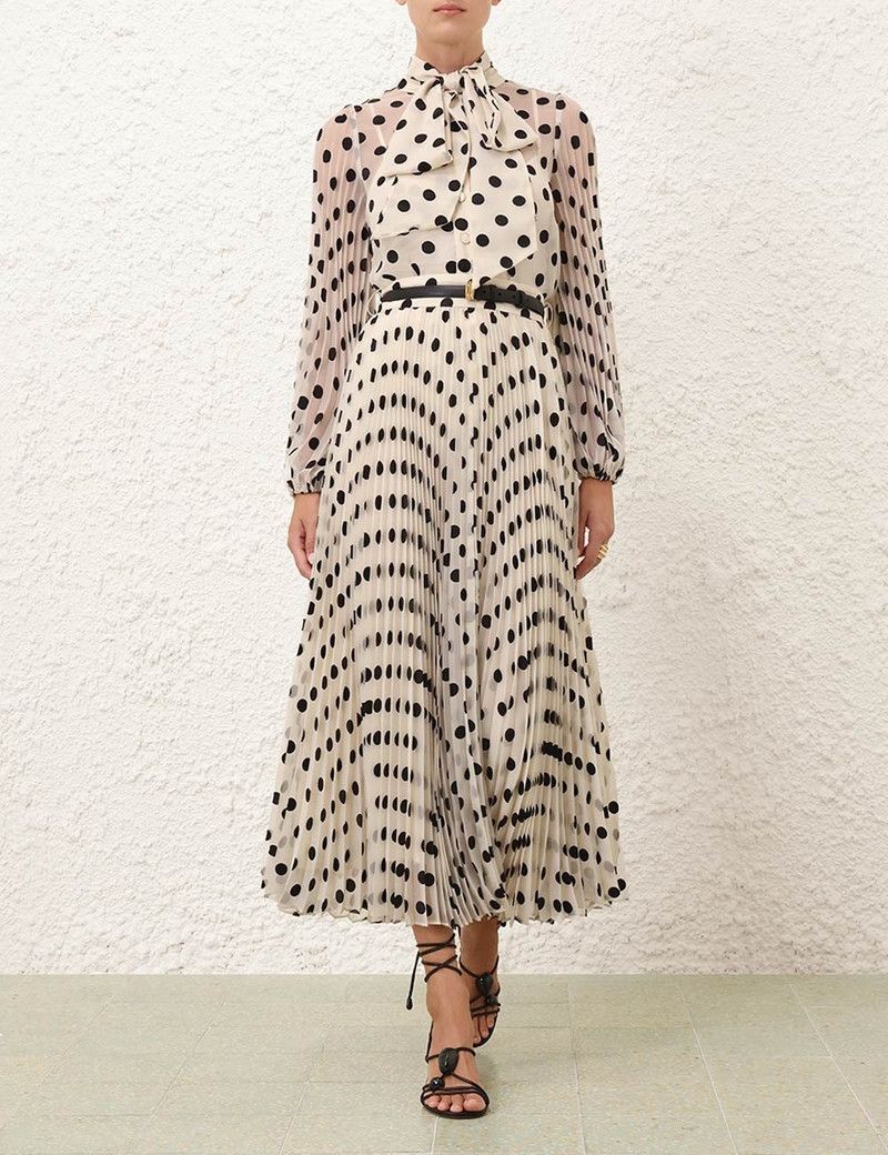 Zimmermann oc11z0226 Sunray Pleated Skirt In Cream/Black Size 32" / US 10 / IT 46 - 6 Thumbnail