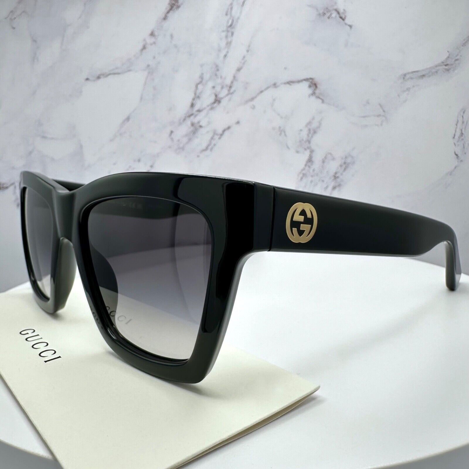 Gucci New GUCCI Sunglasses Black Gold Interlocking GG Logo Size ONE SIZE - 5 Thumbnail