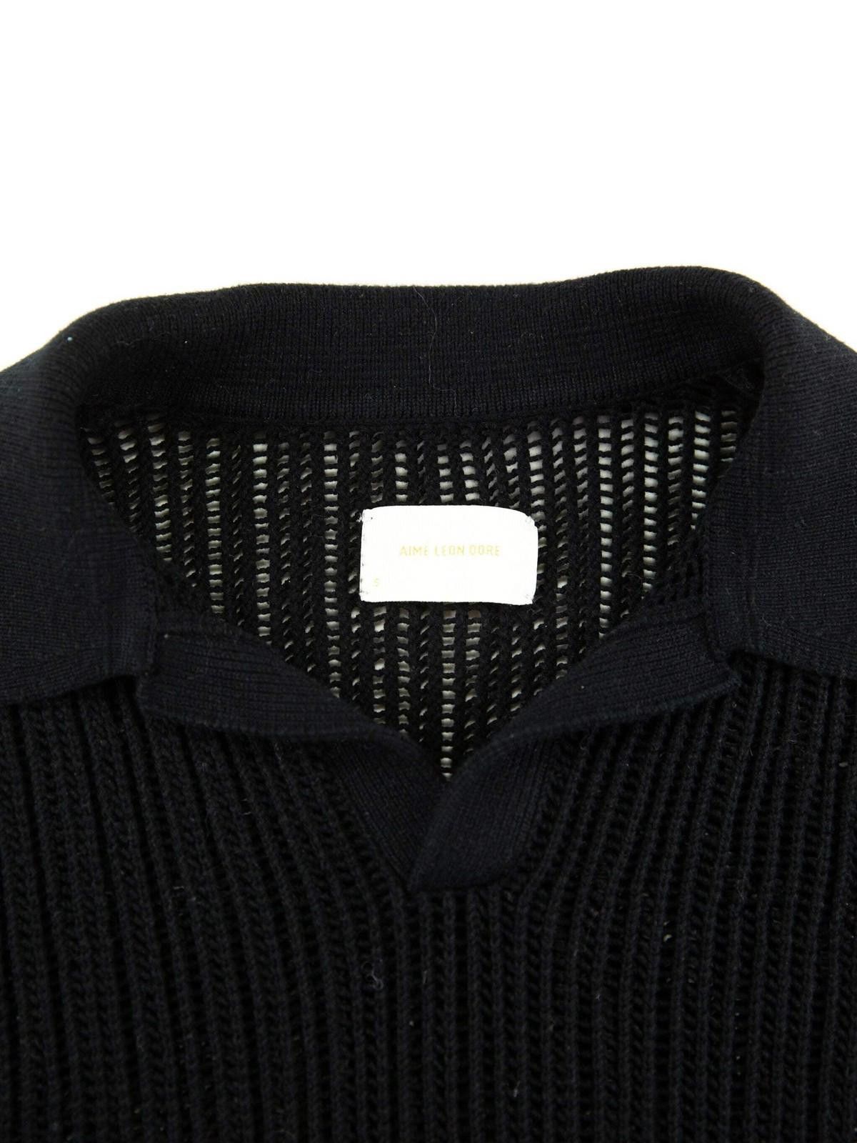 Aime Leon Dore Aime Leon Dore Mens Mesh Knit Black Polo Small Black Size US S / EU 44-46 / 1 - 2 Thumbnail