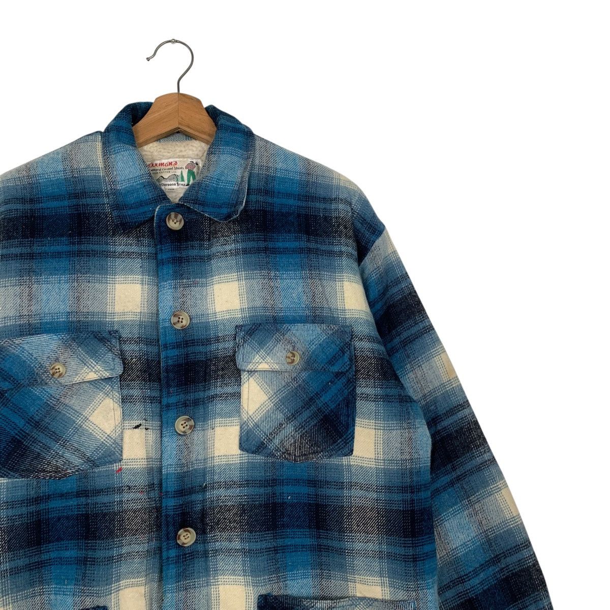 Flannel Vintage 90s AXMAN'S Shadow Plaid Fleece Flannel #2701-C121 Size US L / EU 52-54 / 3 - 5 Thumbnail