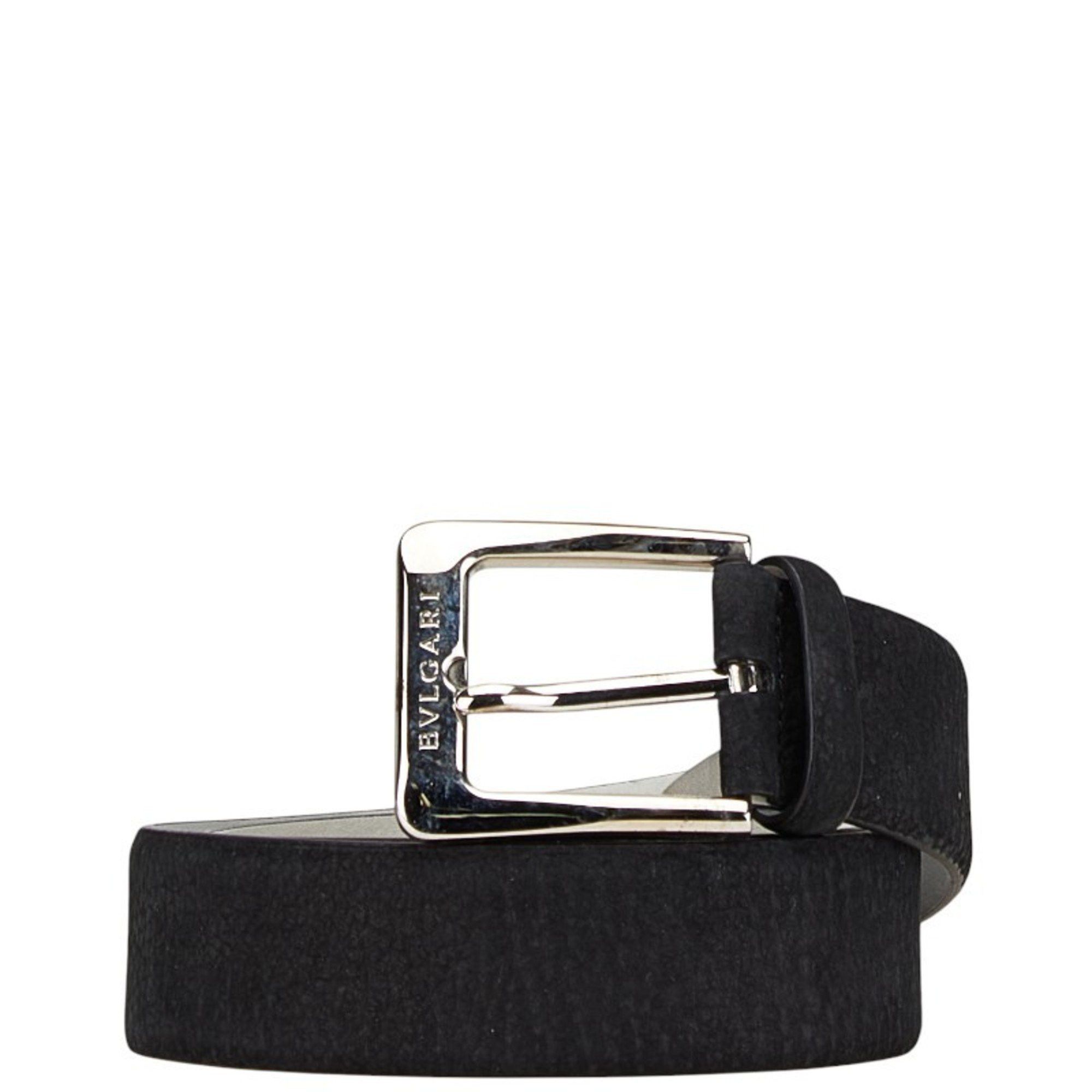 Bvlgari BVLGARI Ellipse Classic Round Square Buckle Belt 70/28 Black Leather Men's Size ONE SIZE - 1 Thumbnail