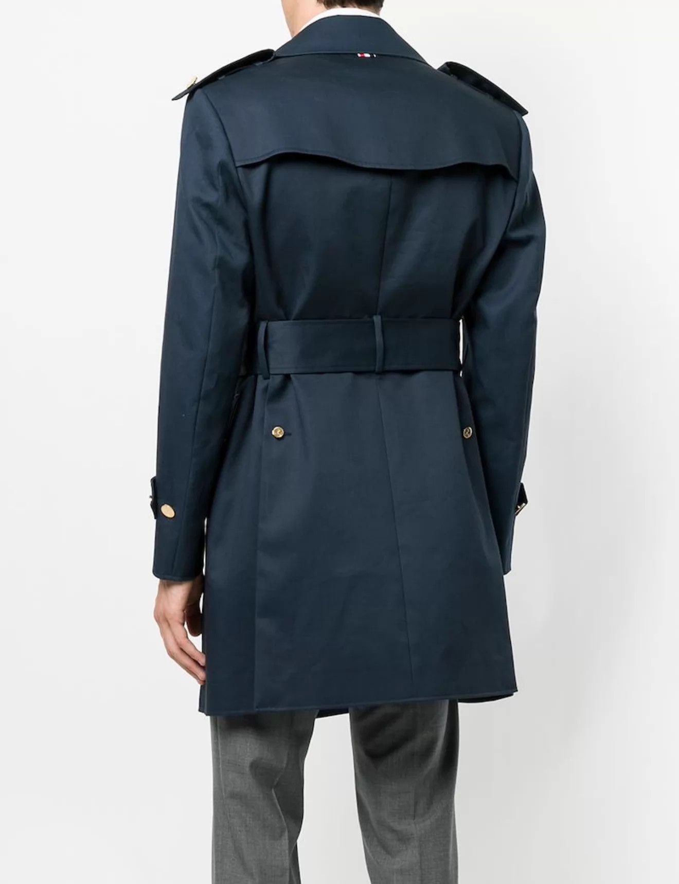 Thom Browne Thom Browne Men's Navy DB Gold-Button Trench Coat Size1 Size US S / EU 44-46 / 1 - 8 Thumbnail