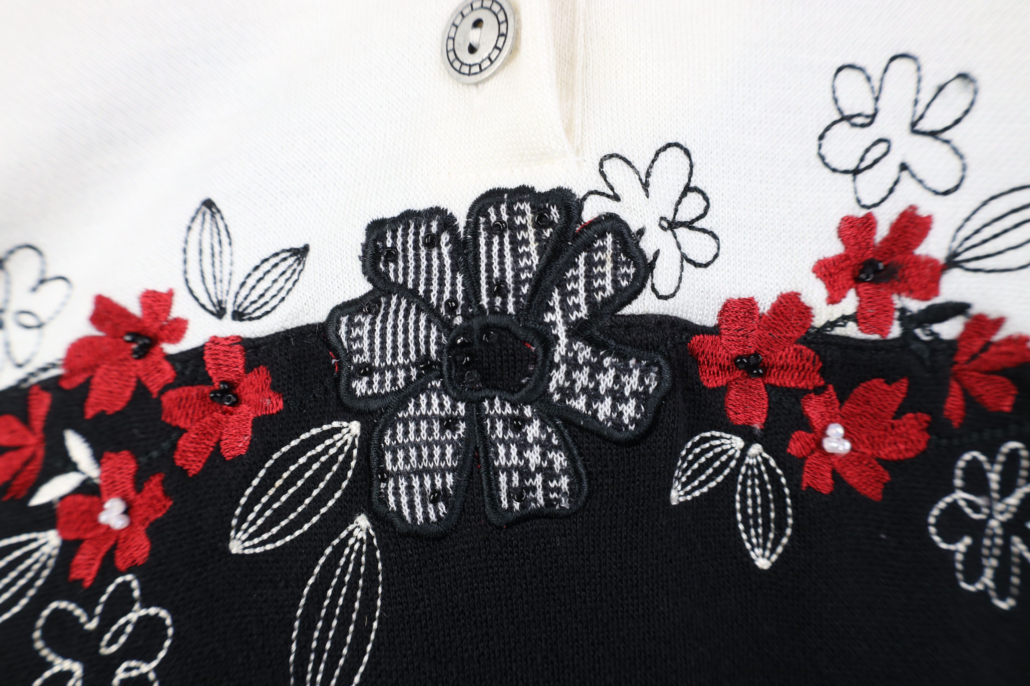 Vintage Vintage 90s Streetwear Flower Collared Pullover Sweatshirt Size XL / US 12-14 / IT 48-50 - 7 Thumbnail