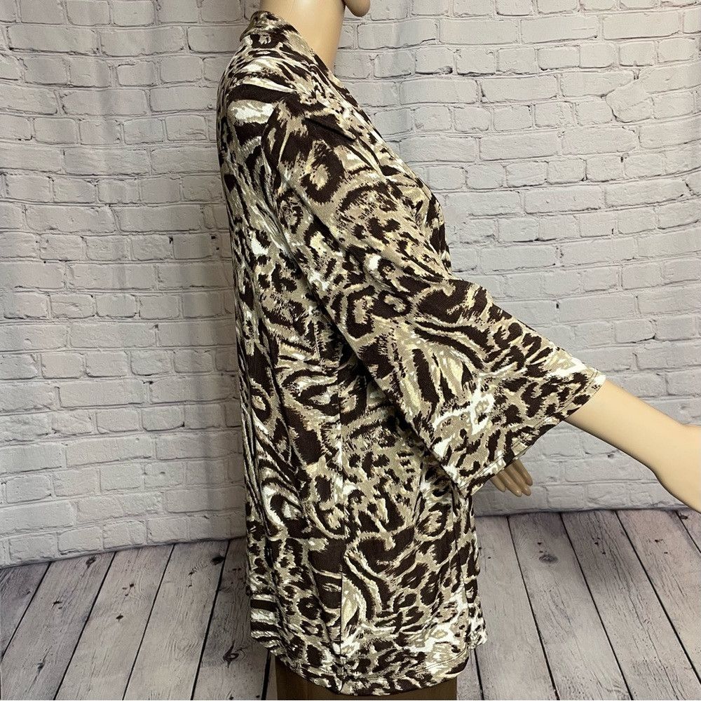 Chicos Chico's Travelers Open Front Animal Print Jacket Cardigan S Size XL / US 12-14 / IT 48-50 - 3 Thumbnail