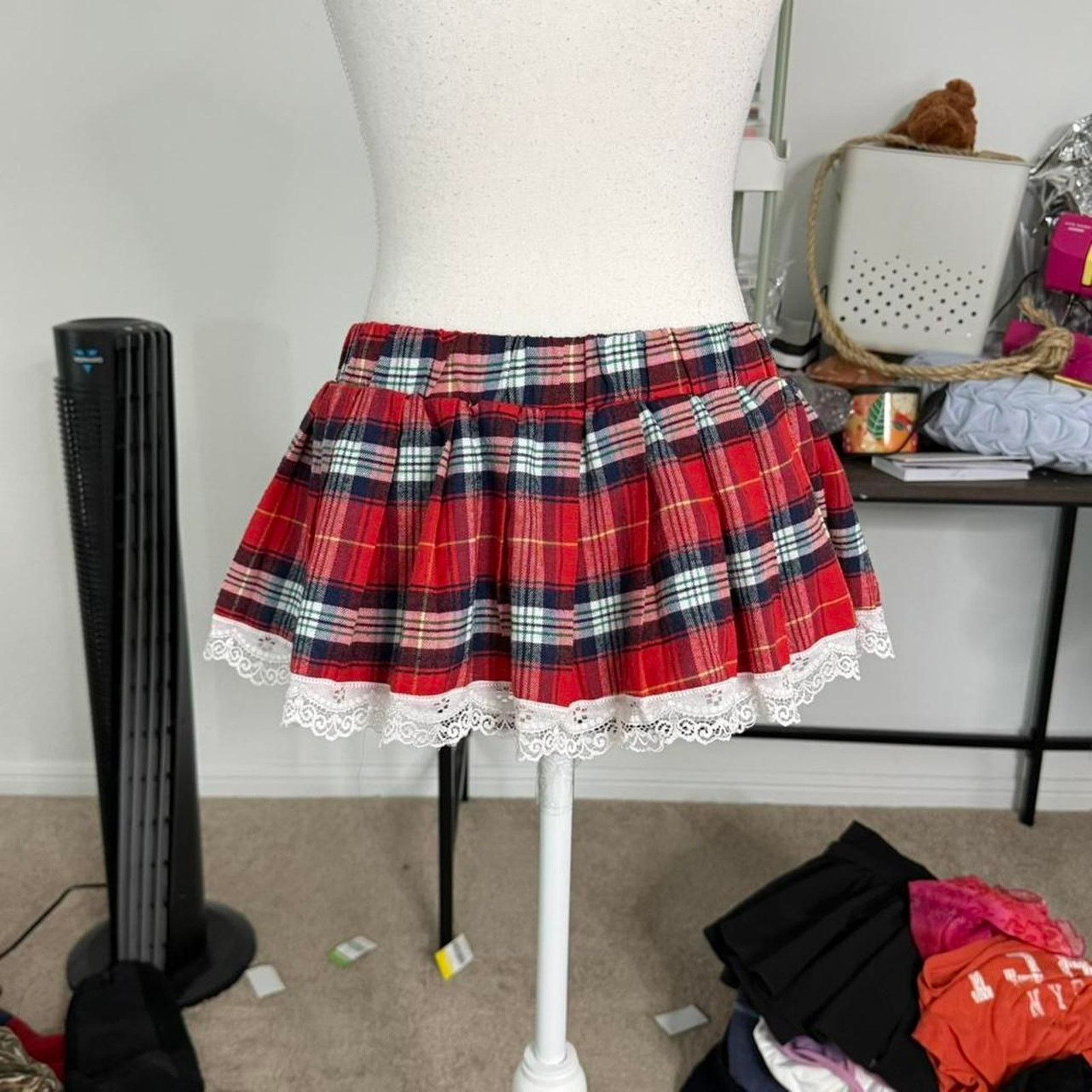 Tripp NYC Adome Plaid Lace Micro Mini Skirt Rave Concert Size Large Size 34" / US 12 / IT 48 - 7 Thumbnail