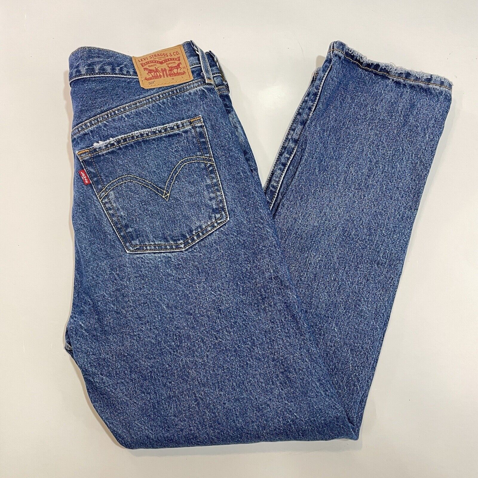 Levi's Levi’s Strauss Men’s 501 Jeans Button Fly Straight Leg Blue Size US 31 - 10 Thumbnail