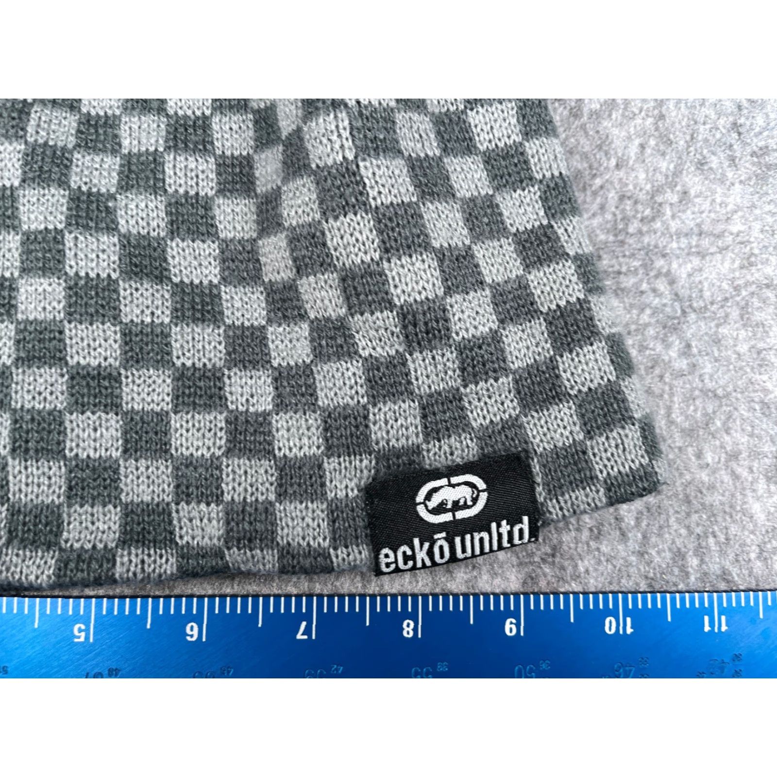 Ecko Unltd. Ecko Unltd Beanie Hat Adult One Size Gray Check Knit Ski Skateboard Mens Size ONE SIZE - 2 Thumbnail
