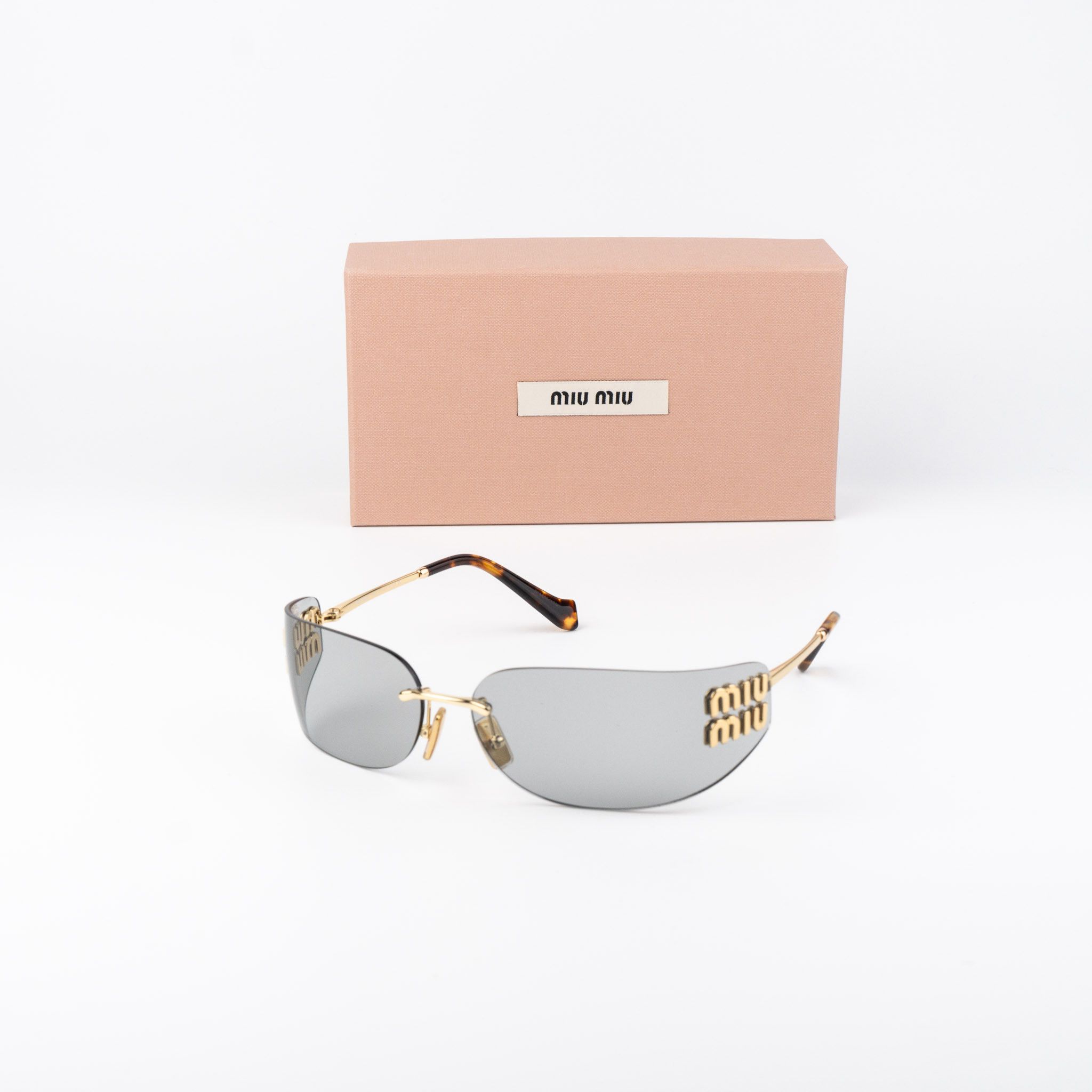 Miu Miu Women Sunglasses Old Gold Brown Rectangle MUA53S 26C09Z NEW AUTHENTIC Miu Miu MUA53S Rectangle Sunglasses main image 4