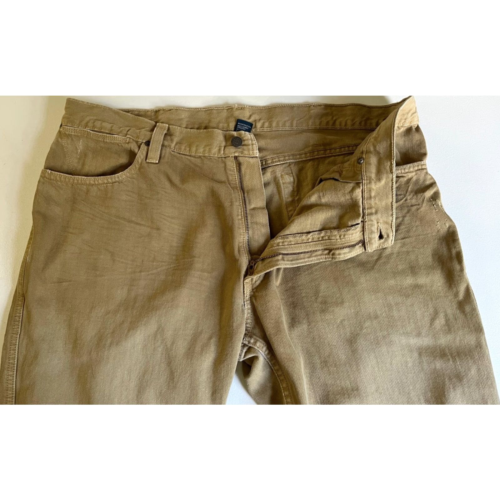 Polo Ralph Lauren VINTAGE Polo Ralph Lauren Jeans Bootcut Men 40x30 Khaki 100% Cotton 5-Pocket USA Workman's Manufacturing 40 Inseam Regular Denim Vintage Shirt? Size US L / EU 52-54 / 3 - 4 Thumbnail