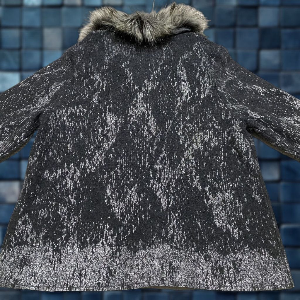 Vintage Chico's Cardigan Sweater NWT Jacket Women L Gray Fur Trim Button Knit /Wool Heavyweight All Seasons Casual Holiday 90s? Size L / US 10 / IT 46 - 1 Thumbnail