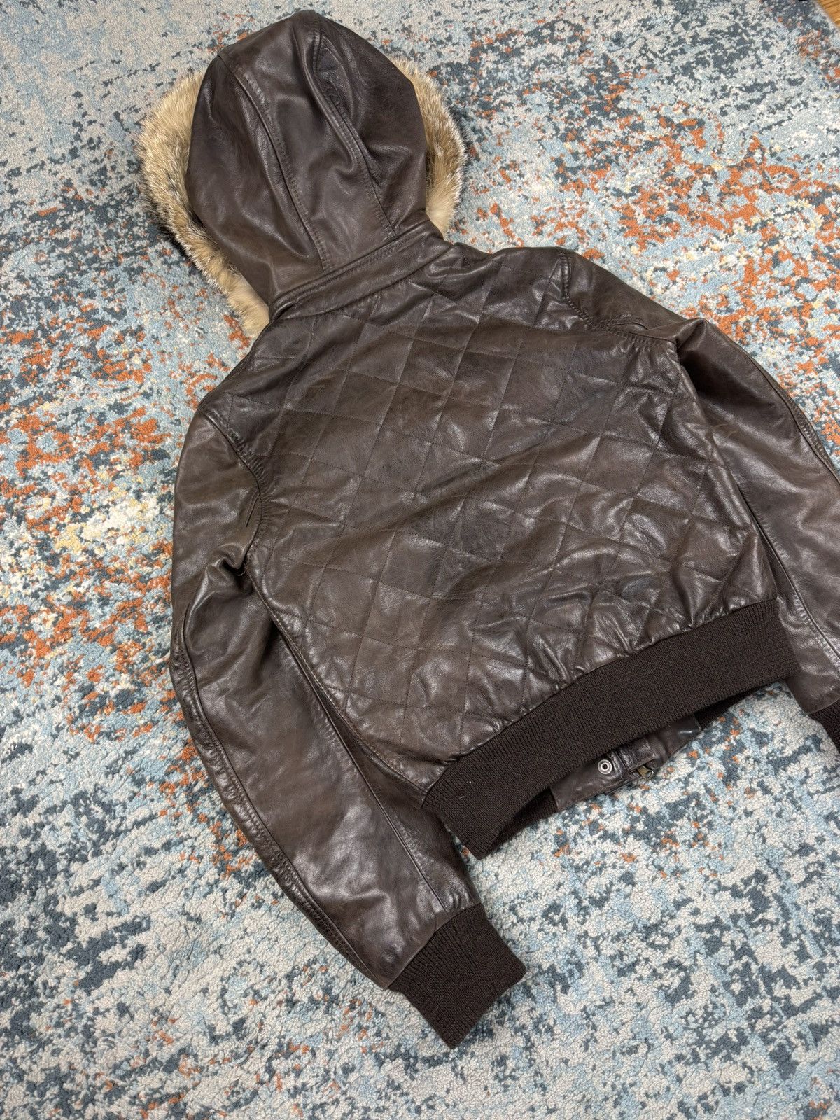 Belstaff × Designer × Vintage Vintage 90s Belstaff ocelot hooded leather fur bomber jacket Size S / US 4 / IT 40 - 5 Thumbnail