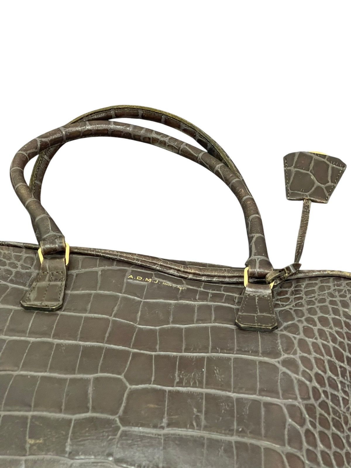 Genuine Leather Crocodile Embossed Cowhide A.D.M.J Japan Hand Bag 1🟩2 Size ONE SIZE - 10 Thumbnail