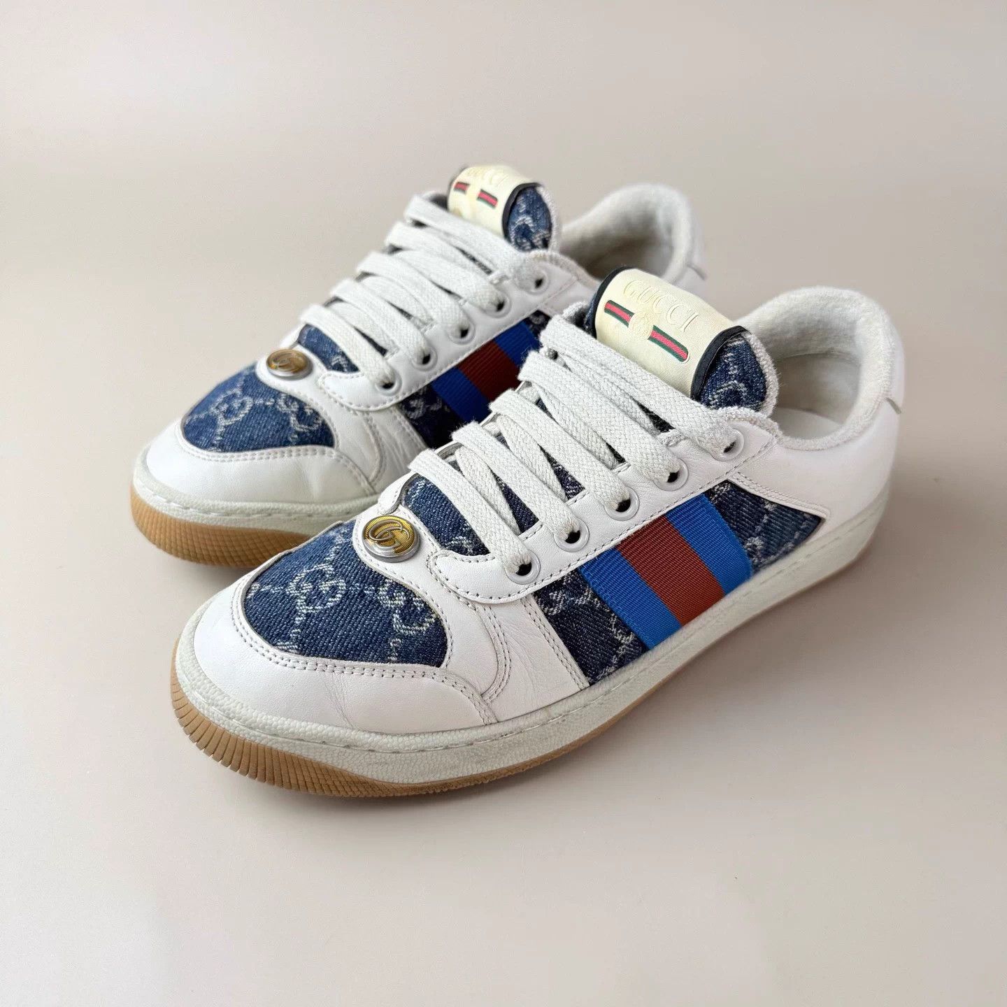 Gucci GUCCI Denim Double G Enamel Distressed Women's 36.5 95 New Size US 5.5 / IT 35.5 - 1 Thumbnail