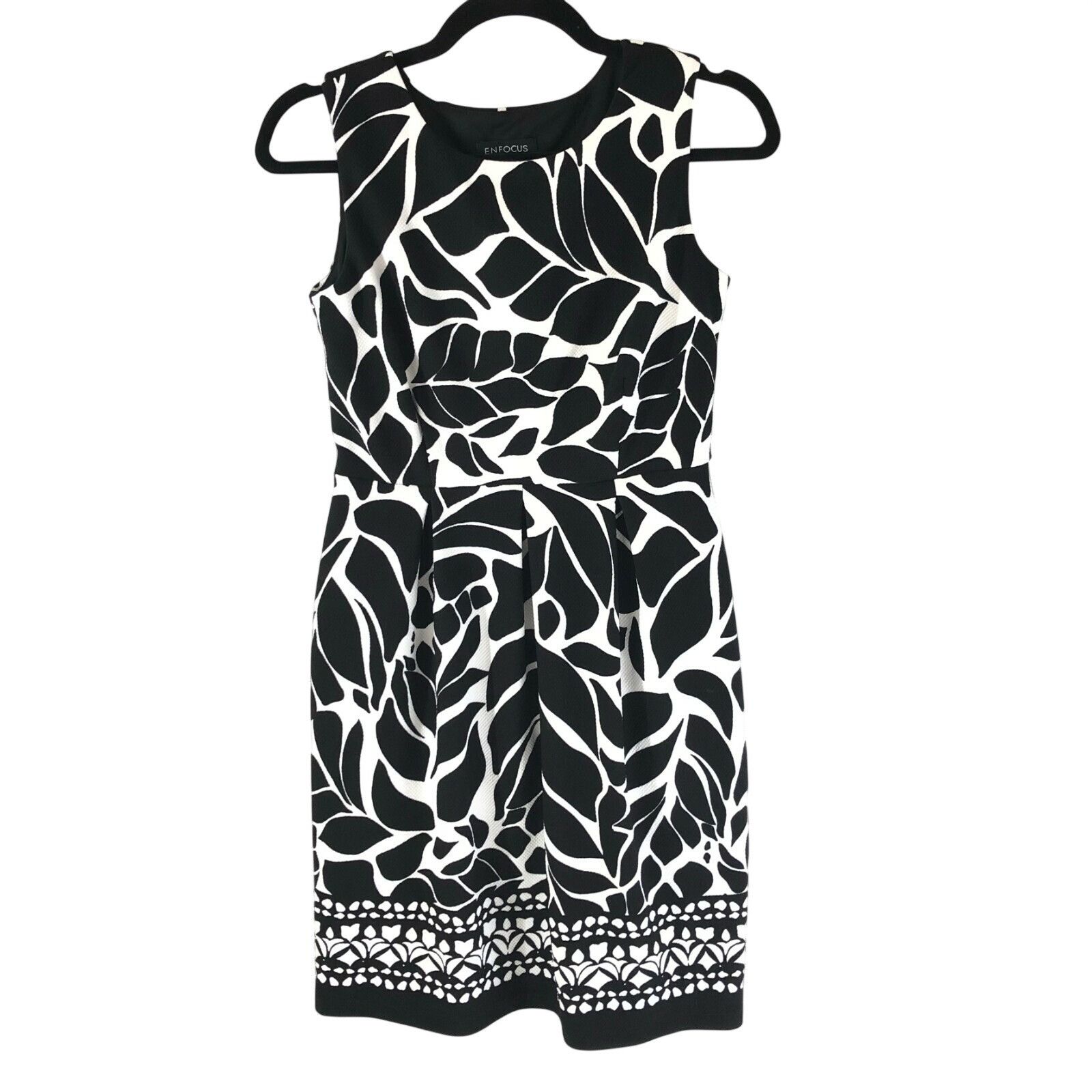 Other Enfocus Studio Sheath Dress Pleated Sleeveless Floral Black Size S / US 4 / IT 40 - 1 Thumbnail