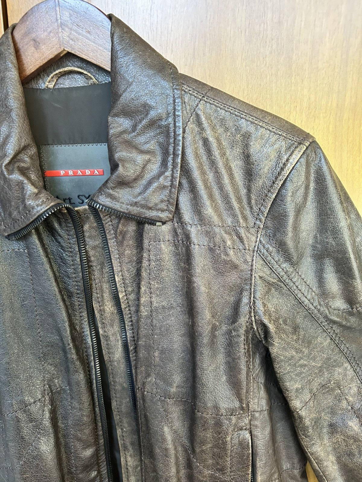 Prada Prada Leather Zip Motorcycle Jacket SYV058 Size US M / EU 48-50 / 2 - 2 Thumbnail