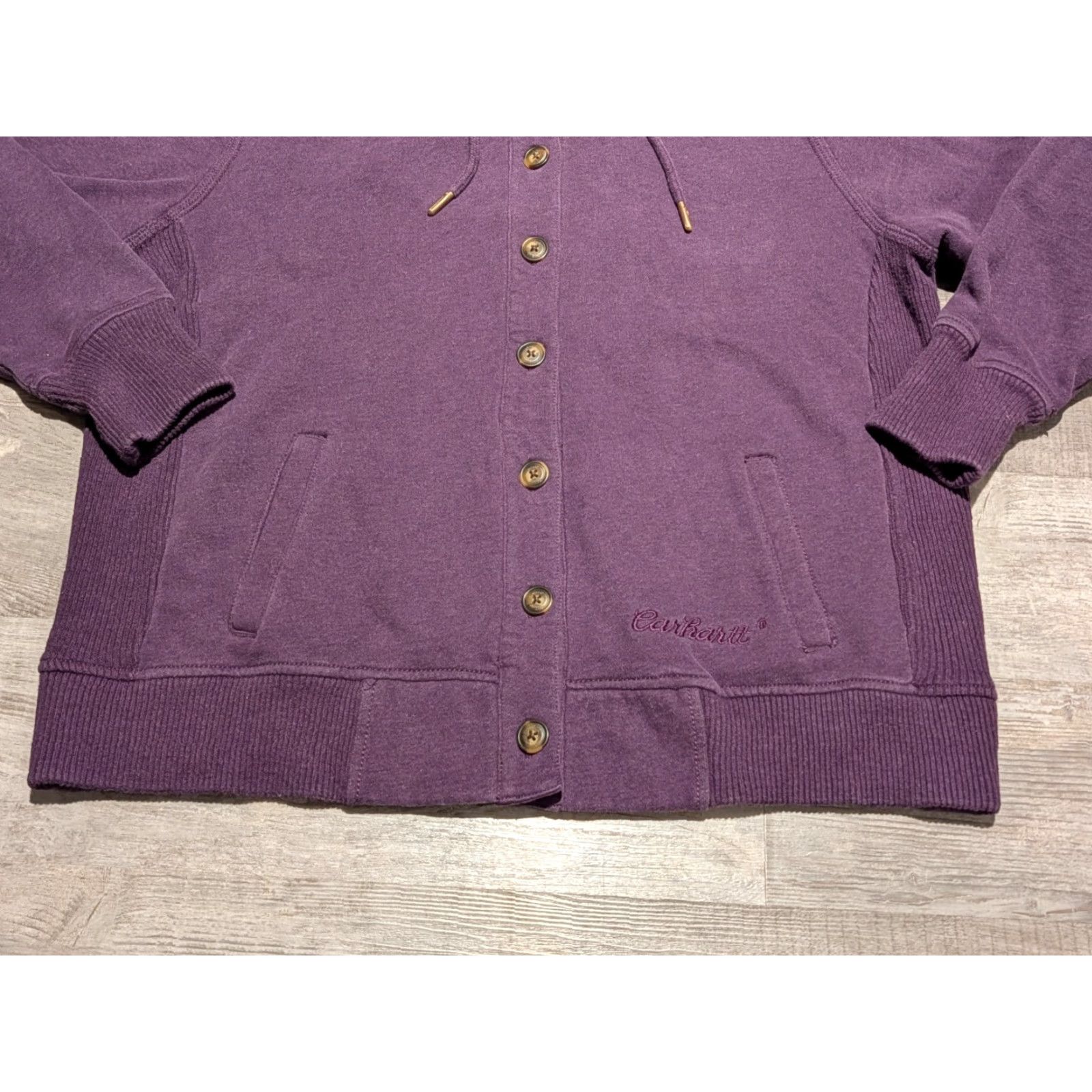 Carhartt Carhartt Womens XL Marengo Sweatshirt Jacket Purple Button Hooded Flannel Lined Upper Pockets Solid 100708 - 555 Womens Clothing Men? Size XL / US 12-14 / IT 48-50 - 3 Thumbnail