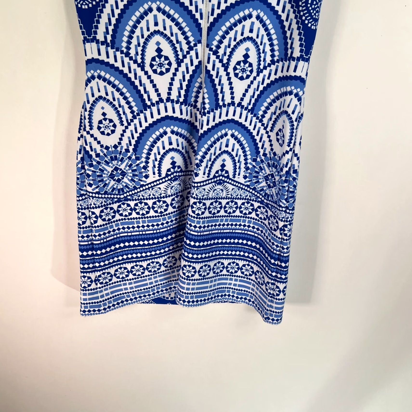 Vintage Just Taylor Print Sleeveless Knit Shift Dress Women's Size 10 Blue and White Size L / US 10 / IT 46 - 6 Thumbnail