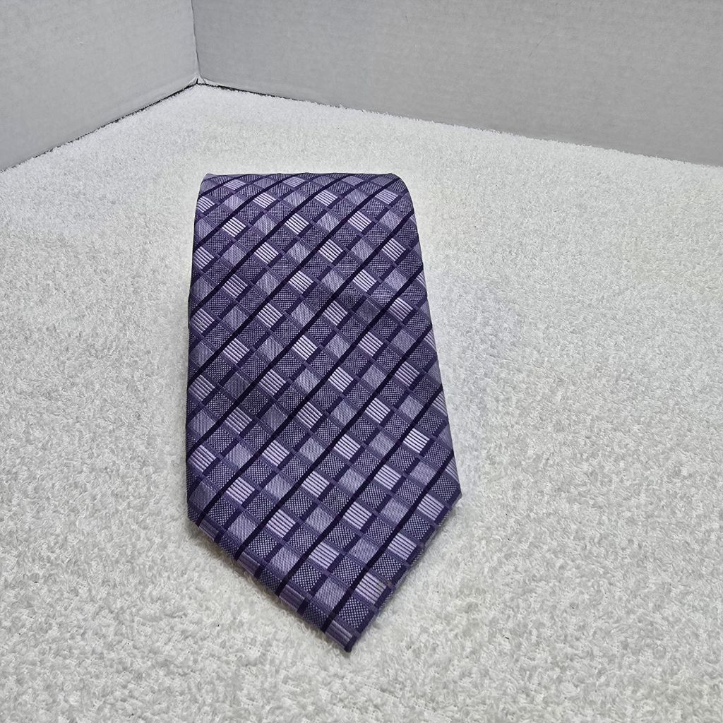 Van Heusen Men's Van Heusen Purple Plaid Tie One Size Size ONE SIZE - 1 Thumbnail