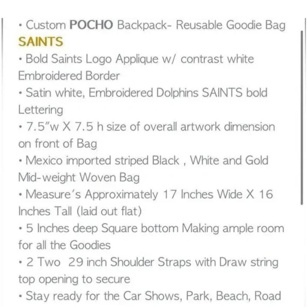 Designer New Orleans Saints Backpack Size ONE SIZE - 8 Thumbnail
