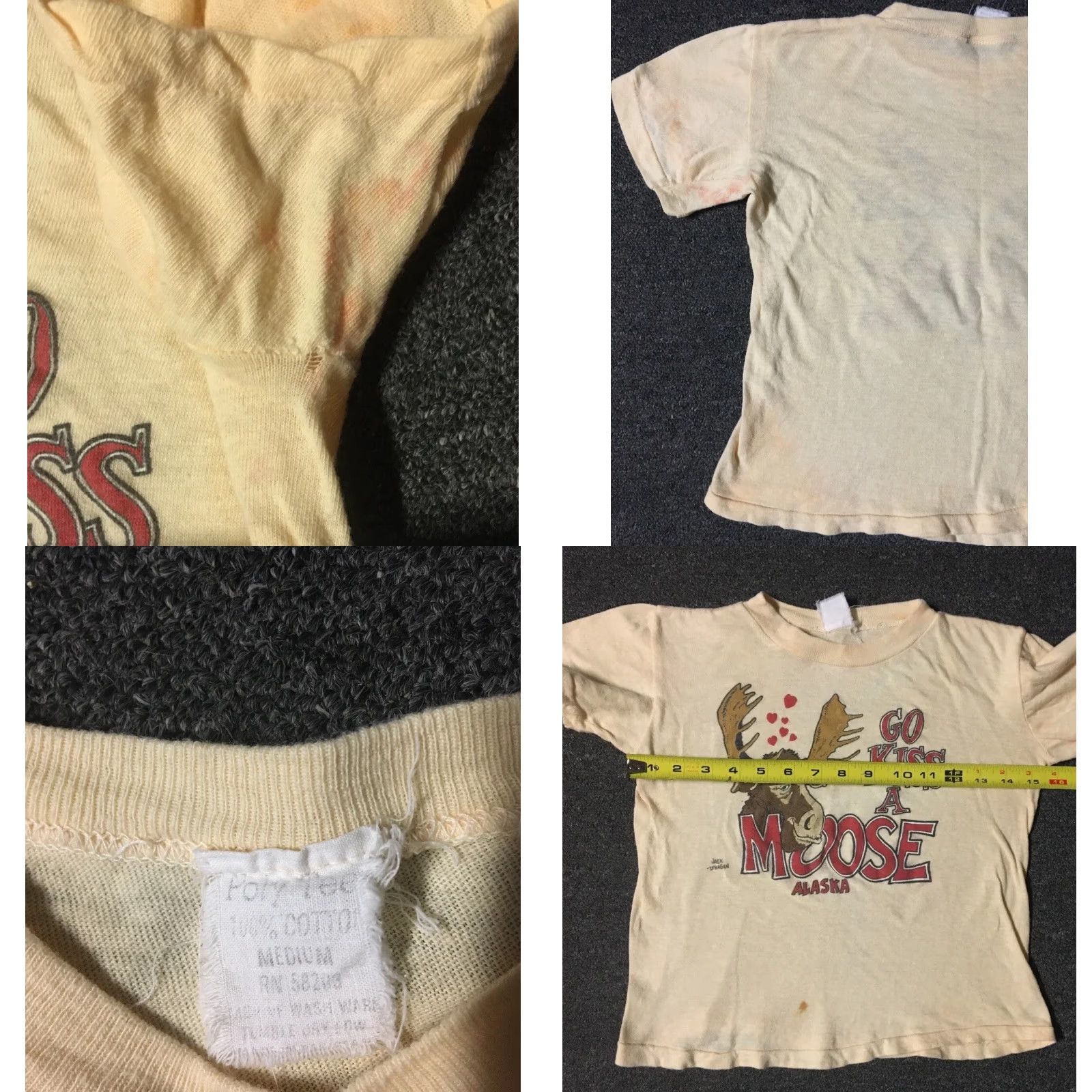 Vintage VINTAGE Go Kiss A Moose Alaska Faded Shirt XS Beige/Beige T-Shirt Women Short Sleeve 70s 80s 90s Grunge Biker Humor Novelty Retro Rockabilly Size XS / US 0-2 / IT 36-38 - 8 Thumbnail