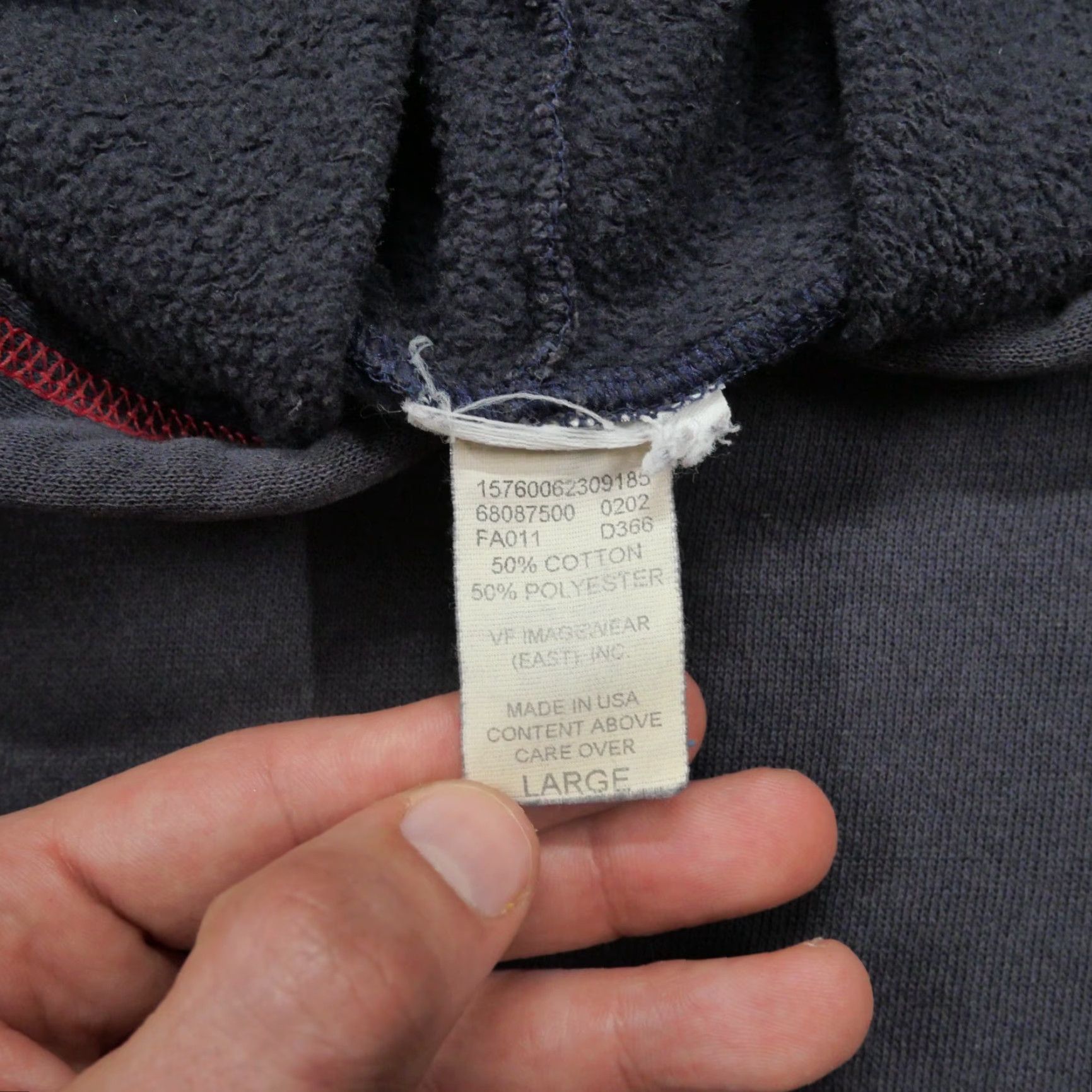 Vintage VINTAGE Hoodie Adult Large Blue Red Contrast Stitch Distressed Grunge Mens Size US L / EU 52-54 / 3 - 7 Thumbnail