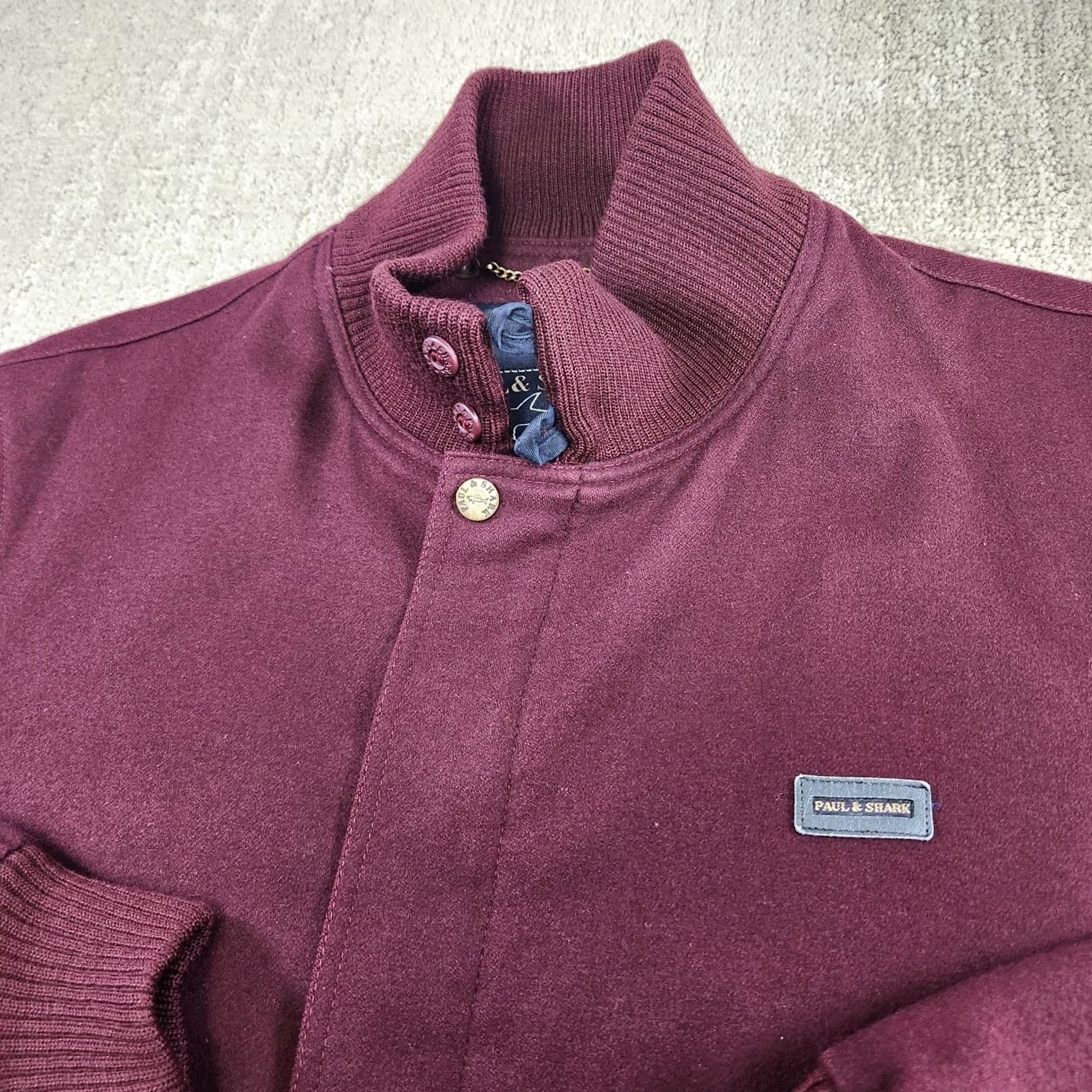 Paul & Shark Paul & Shark Yachting Wool Bomber Jacket Men M Italy Maroon Red Logo Bomber Jacket Collared Wool Zip Regular Fall Winter Spring Mens Italy Size US M / EU 48-50 / 2 - 2 Thumbnail