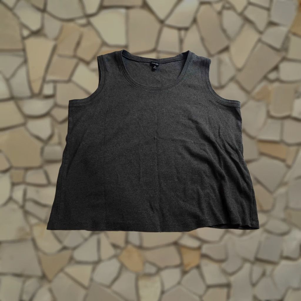 Rafaella Tank Top Womens 1x Plus Gray Basic Casual Capsule Wardrobe Normcore Tee, Women's (Size Xl)
