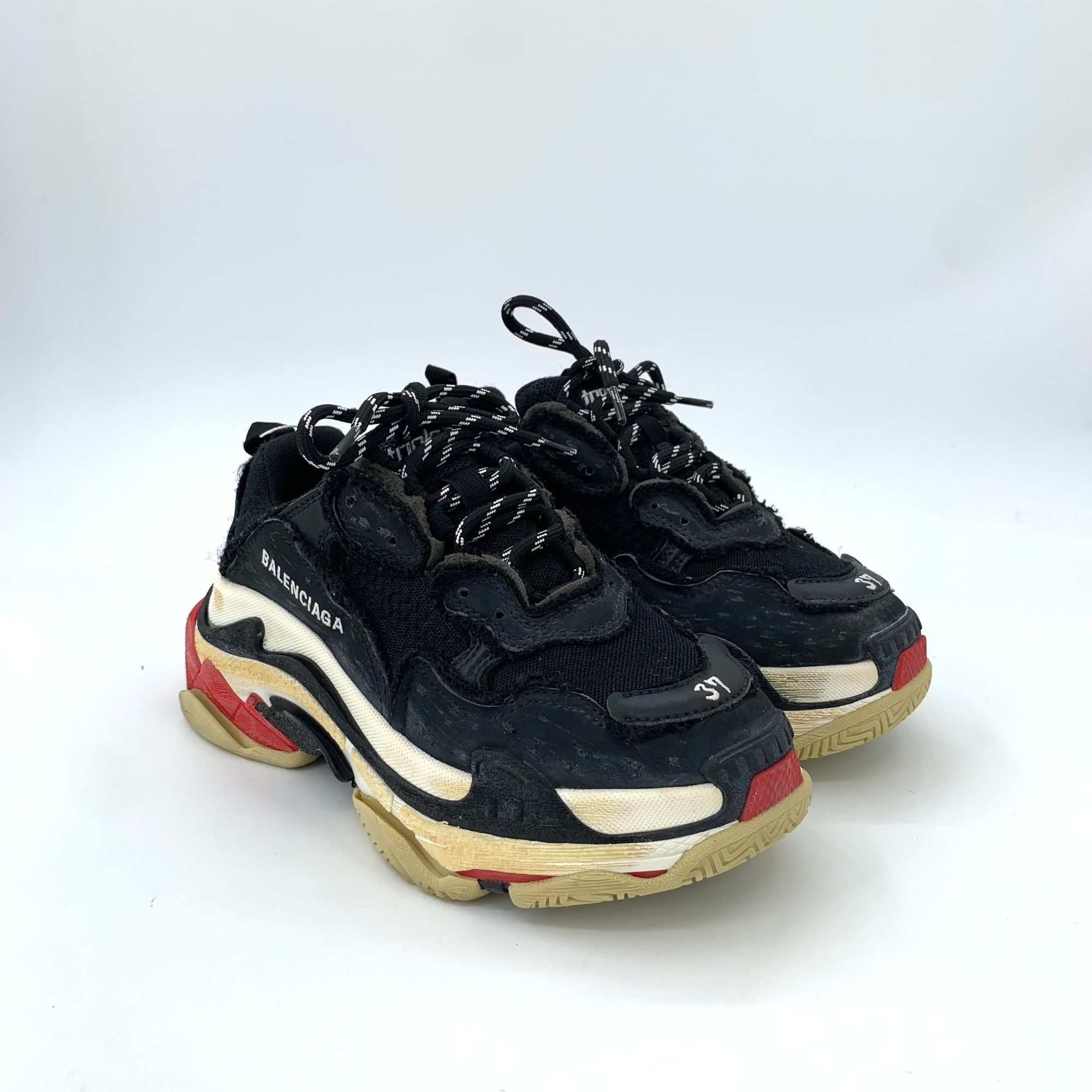 Balenciaga Balenciaga Triple S Womens Black Lace-Up Platform Sneakers S Size US 7 / IT 37 - 7 Thumbnail