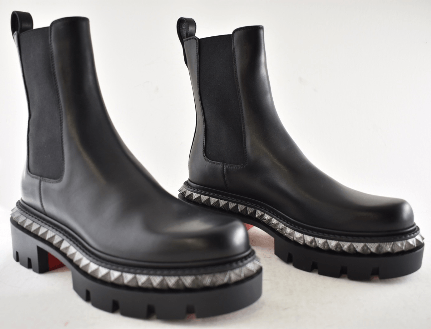 Christian Louboutin St Emilia Pyraclou Flat Black Calf Chelsea Lug Ankle Boot 37 Size US 7 / IT 37 - 4 Thumbnail