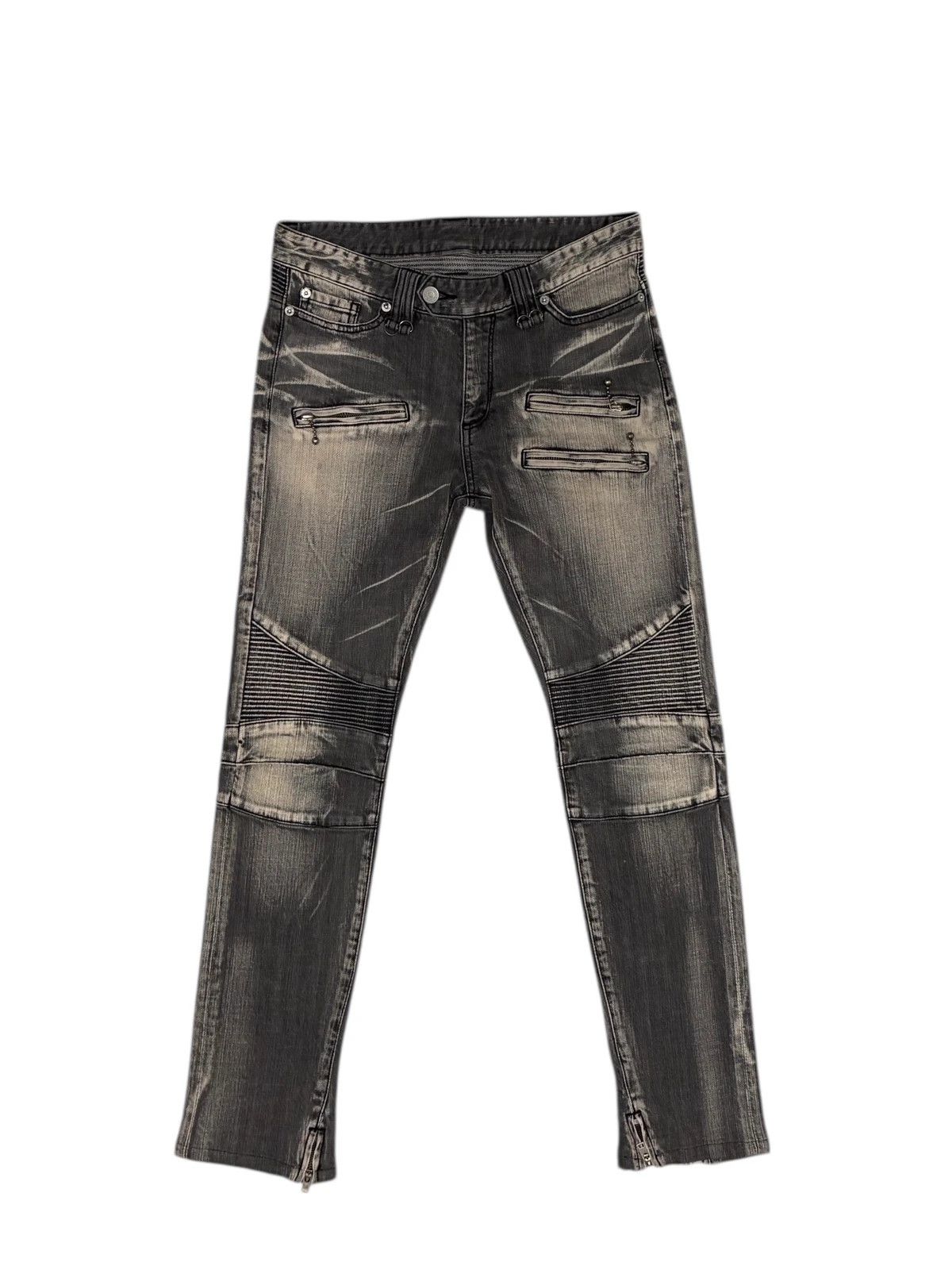 BUFFALO BOBS Buffalo Bobs grey detailed biker denim jeans Size US 29 - 1 Thumbnail