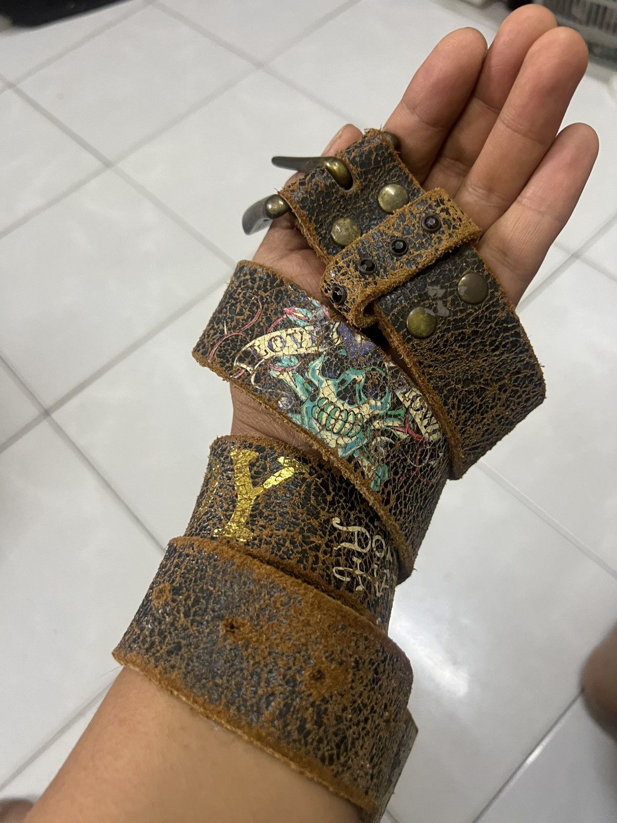 Ed Hardy Ed Hardy Love Slowly Skull Gem belt leather vintage Size ONE SIZE - 1 Thumbnail