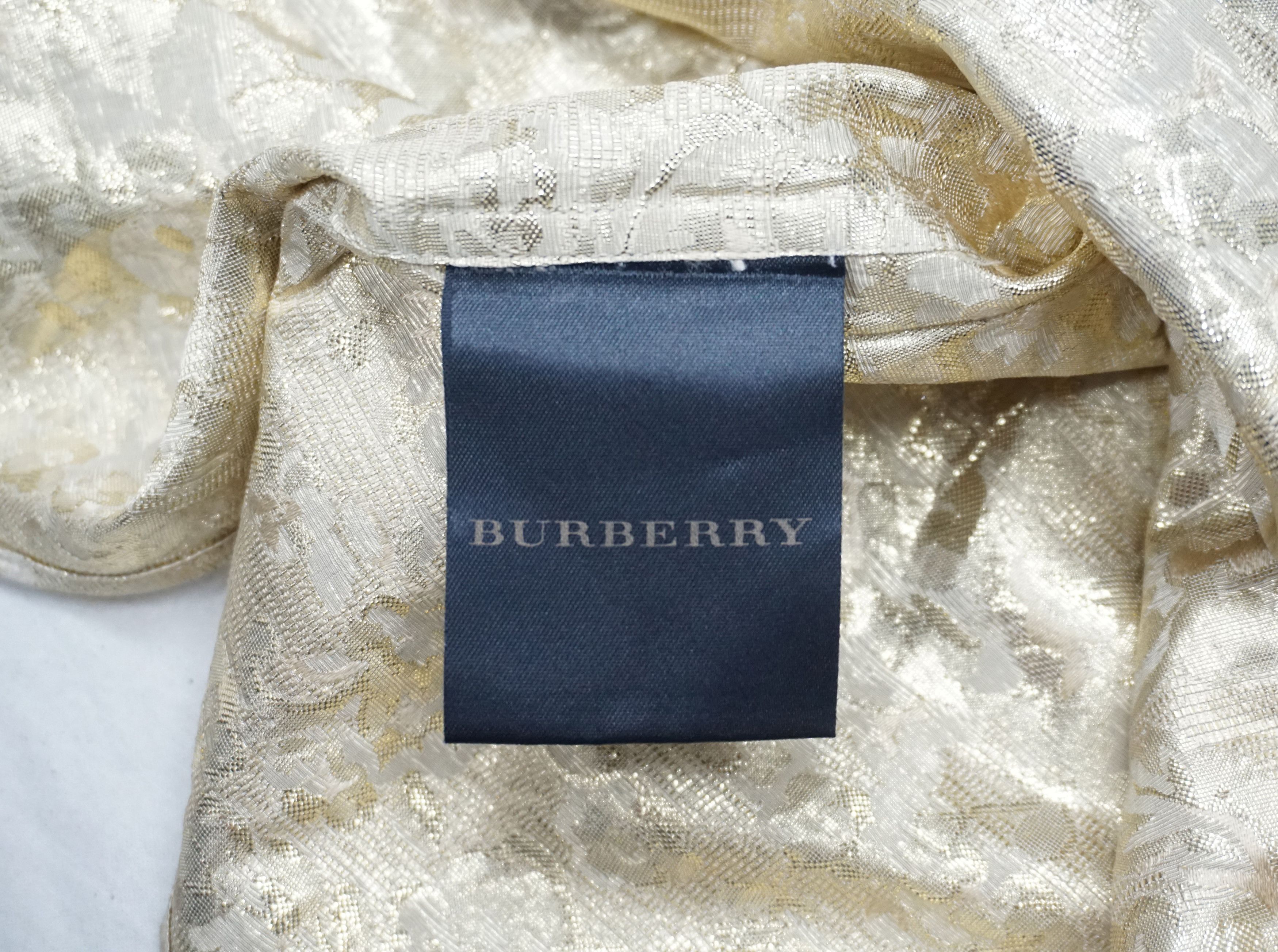 Burberry × Designer × Vintage Burberry Gold Metallic Floral Silk Blend Long Sleeve Shirt Size 38L - 5 Thumbnail