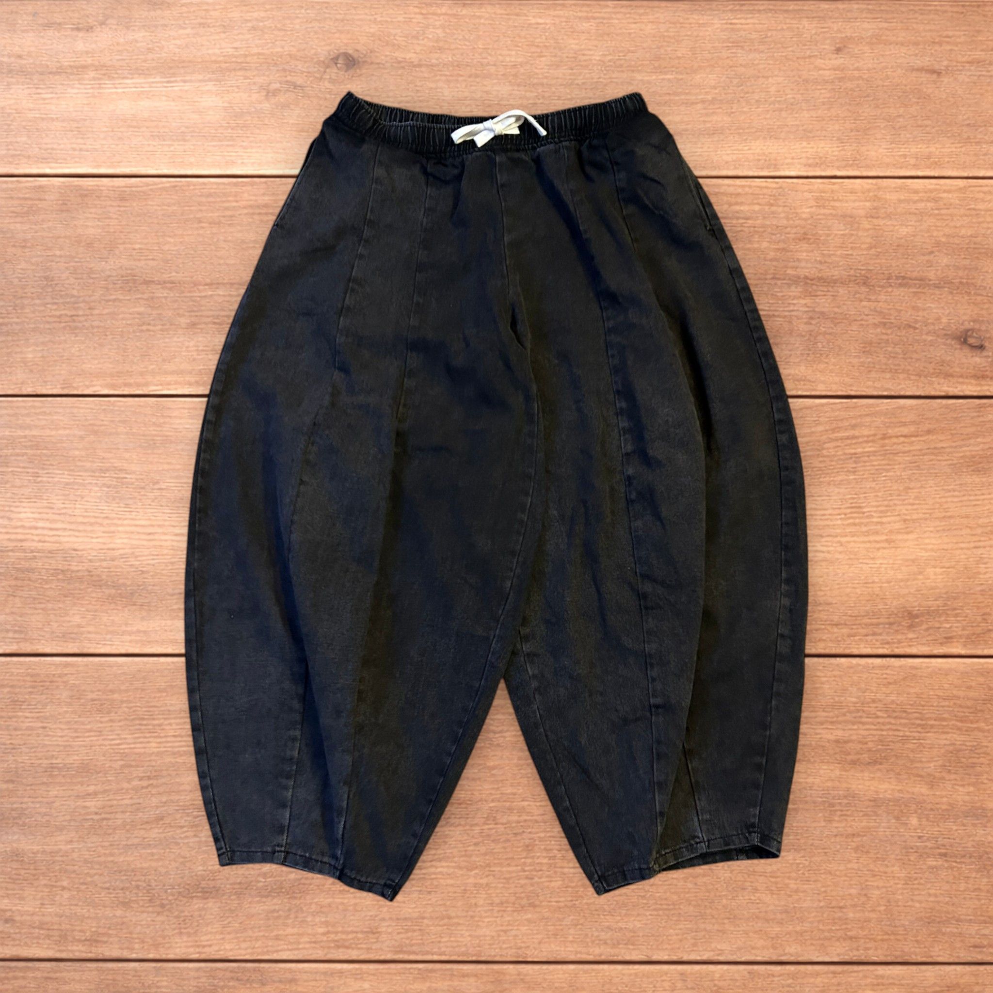 Japanese Brand Super baggy wide leg balloon fit jeans in washed black. Size US 36 / EU 52 - 1 Thumbnail