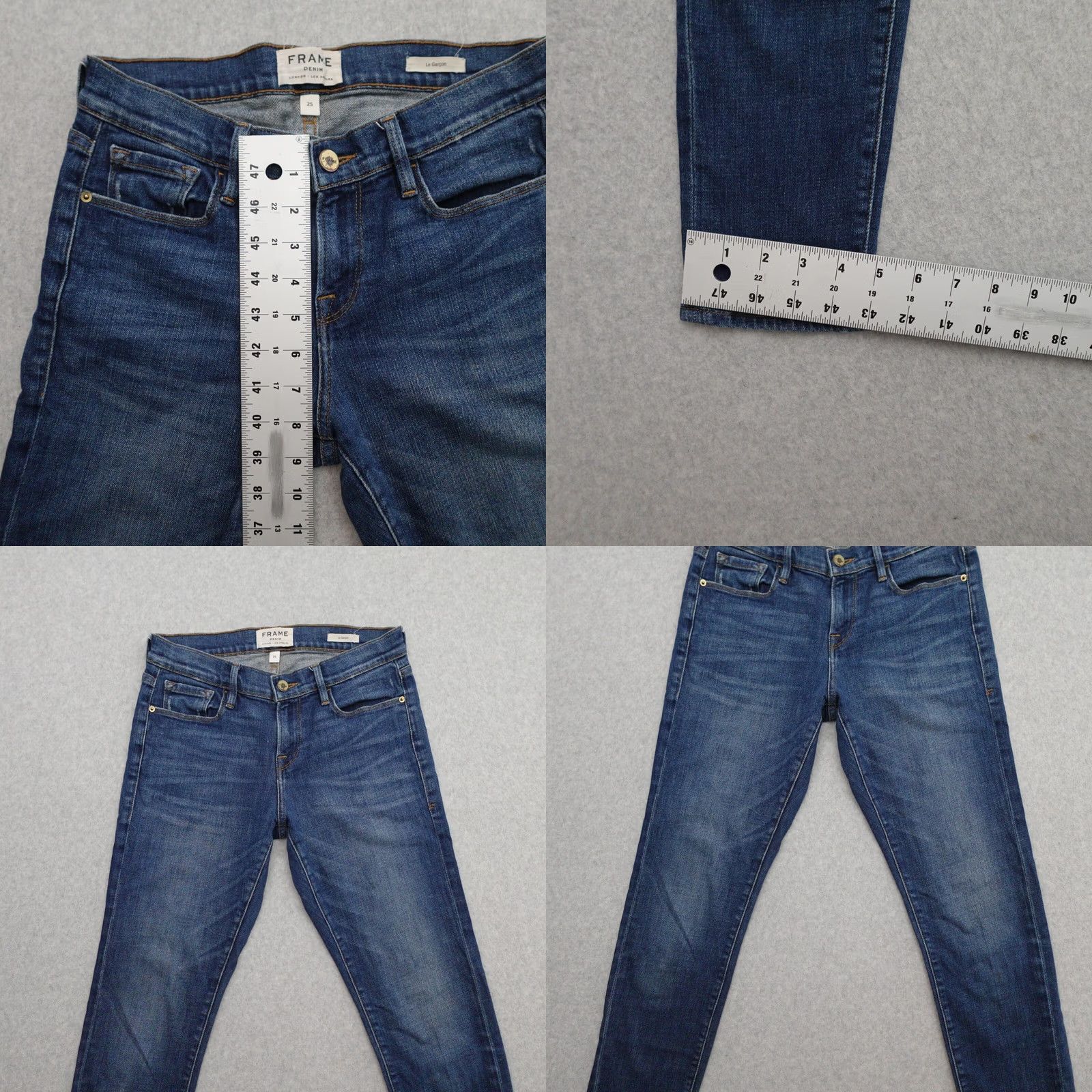 Frame FRAME Jeans Womens 25x28 Blue Medium Wash Distressed Denim Skinny Shirt/Jeans (Adult Women) Size 42" / US 20 - 8 Thumbnail