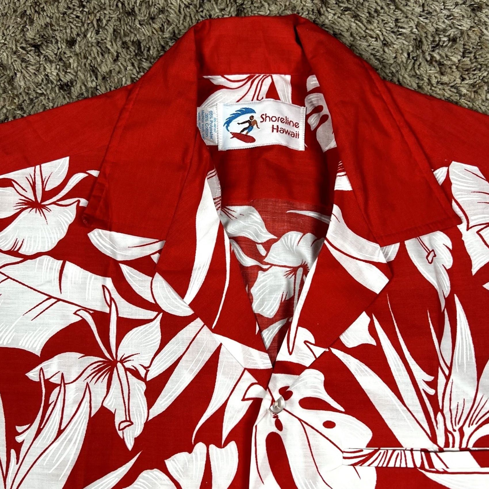 Vintage VINTAGE Shoreline Hawaii Beach Shirt Mens L Red White Floral Button Up Size US L / EU 52-54 / 3 - 5 Thumbnail