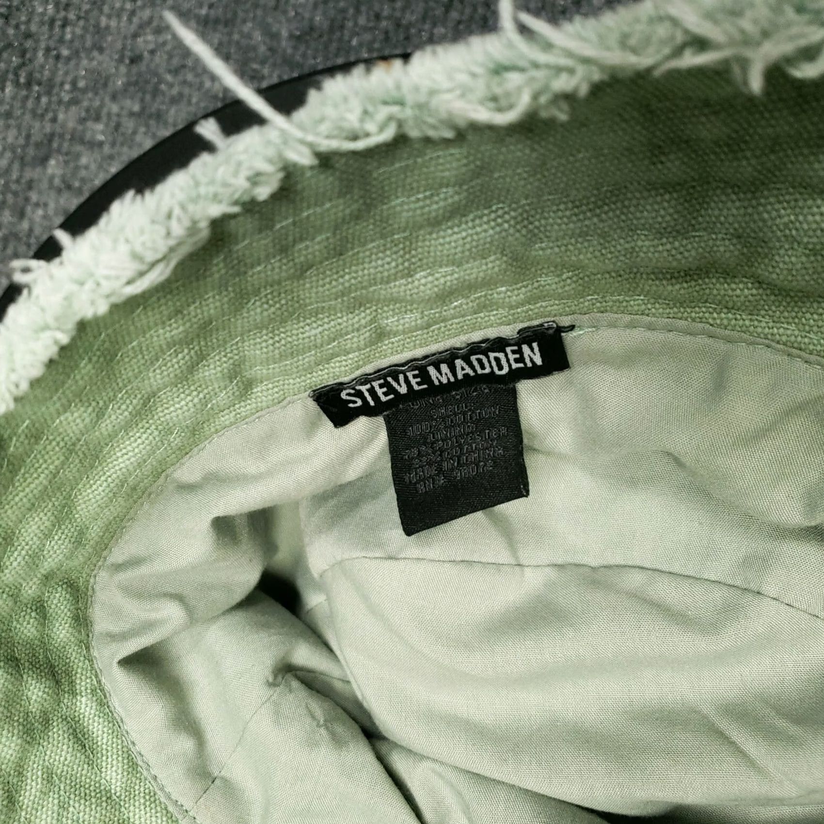 Steve Madden Steve Madden Bucket Hat Womens One Size Green Fringe Trim Lined Casual Size ONE SIZE - 5 Thumbnail