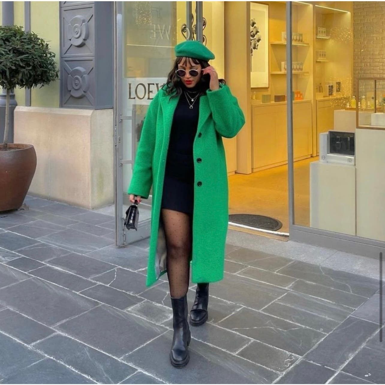 image of Mango | Mng Blogger Favorite Wool Blend Long Green Coat Xl, Women's